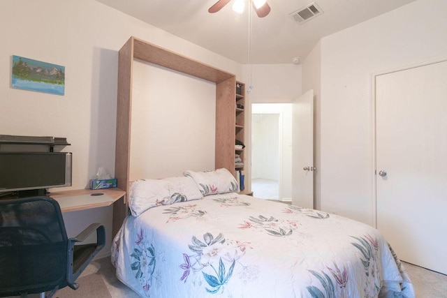 1310 Rainbow Parke Dr, Round Rock, TX 78665 - carpeted bedroom featuring a ceiling fan and a desk