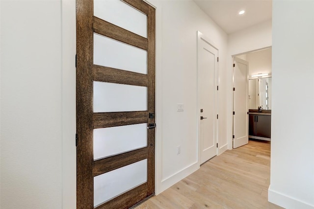 3208 Clawson Rd Unit 3A, Austin, TX 78704 - hall featuring light wood finished floors and recessed lighting