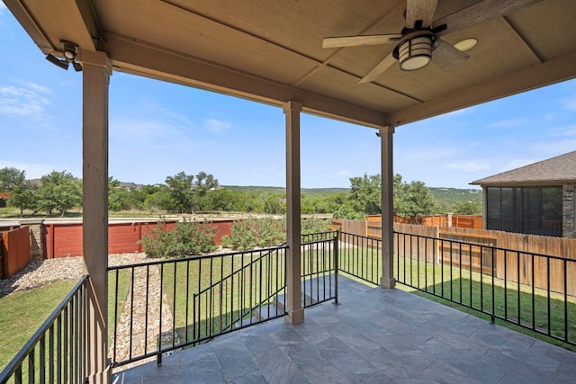 5406 Traviston Dr, Austin, TX 78738 - balcony with ceiling fan and a patio area