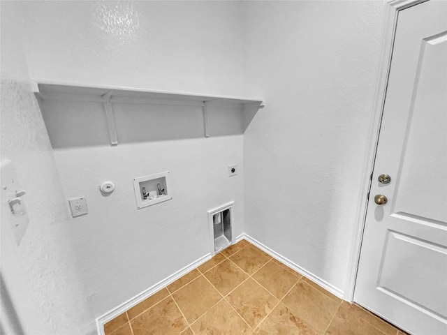 2015 Split Diamond Way, Round Rock, TX 78664 - washroom featuring gas dryer hookup, washer hookup, hookup for an electric dryer, baseboards, and light tile patterned floors