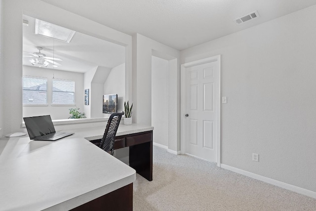 3022 Luminoso Ln E, Round Rock, TX 78681 - office area with attic access, light colored carpet, a ceiling fan, and baseboards