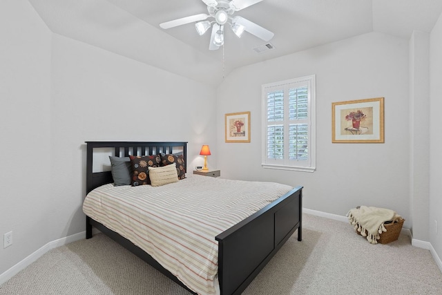 3022 Luminoso Ln E, Round Rock, TX 78681 - bedroom with vaulted ceiling, carpet floors, baseboards, and a ceiling fan