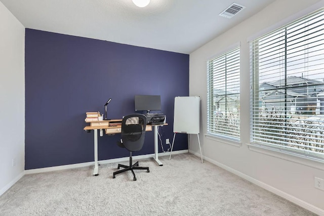 149 Woods Edge Ln, Georgetown, TX 78628 - office space featuring healthy amount of natural light, carpet flooring, and baseboards