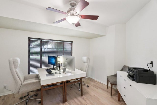 3902 Knollwood Dr Unit A, Austin, TX 78731 - office featuring light wood-style flooring, baseboards, and ceiling fan