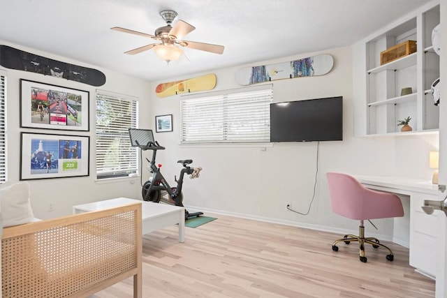 3902 Knollwood Dr Unit A, Austin, TX 78731 - office space featuring light wood finished floors, ceiling fan, and baseboards