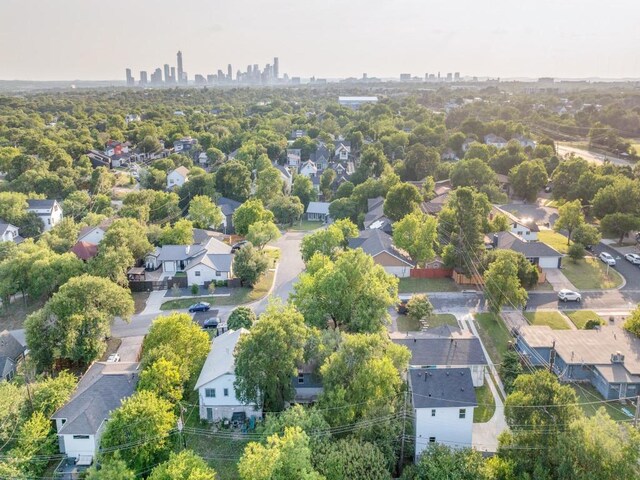 1705 Adriane Dr, Austin, TX 78721 - aerial perspective of suburban area featuring city skyline
