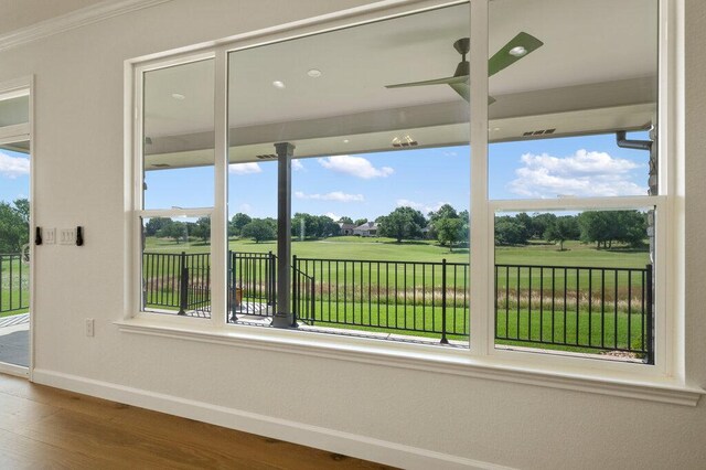 110 Chuckwagon Trl, Georgetown, TX 78633 - unfurnished sunroom with view of golf course