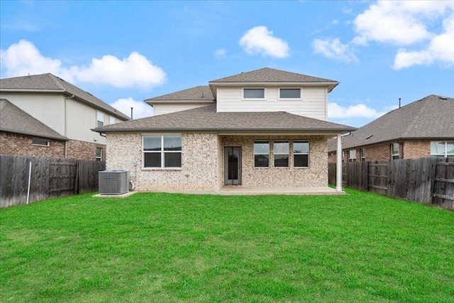 13705 Mc Arthur Dr, Manor, TX 78653 - back of house featuring central air condition unit, a patio, and a shingled roof