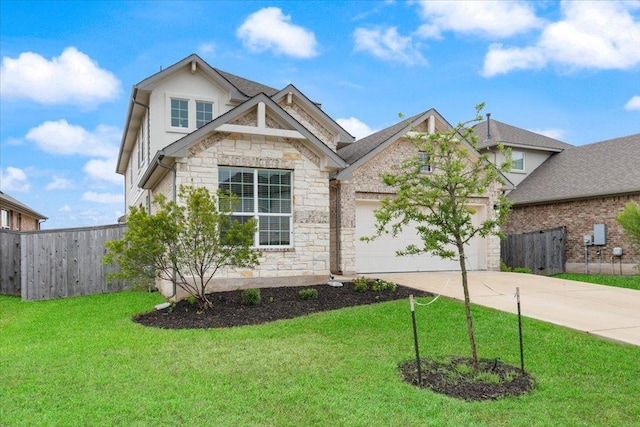 13705 Mc Arthur Dr, Manor, TX 78653 - view of front of property with stone siding, concrete driveway, and an attached garage