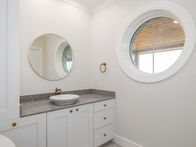 15902 Soleil Ct, Austin, TX 78734 - bathroom with vanity and ornamental molding