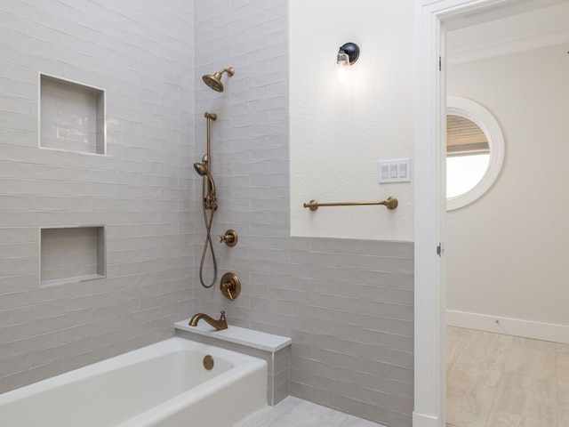 15902 Soleil Ct, Austin, TX 78734 - full bath with bathing tub / shower combination and ornamental molding