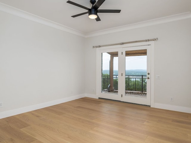 15902 Soleil Ct, Austin, TX 78734 - empty room featuring crown molding, light wood-style floors, ceiling fan, and baseboards