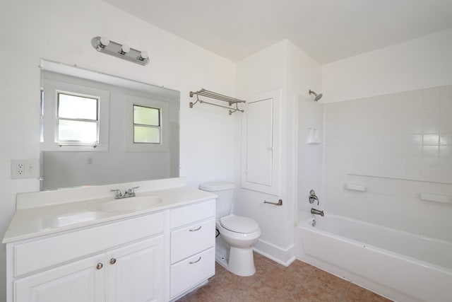 1205 E 12th St, Austin, TX 78702 - bathroom featuring toilet, vanity, shower / bathtub combination, and tile patterned floors
