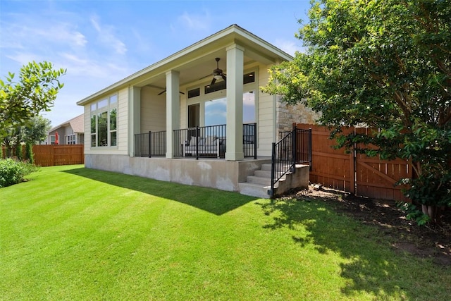 20213 Hidden Gully Ln, Pflugerville, TX 78660 - back of house with a ceiling fan