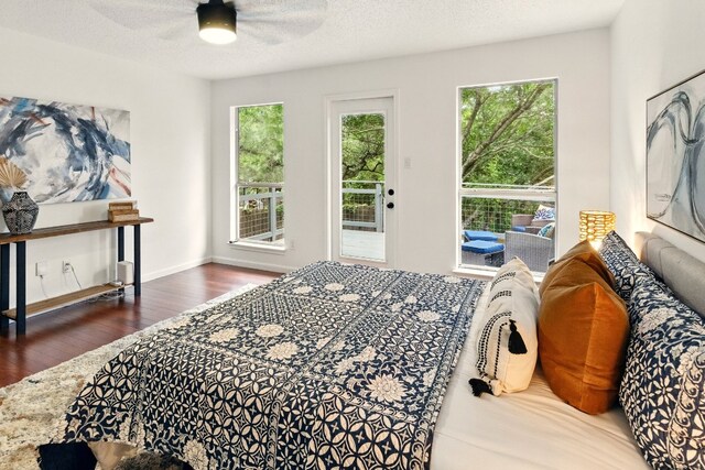 12707 Palfrey Dr, Austin, TX 78727 - bedroom with wood finished floors, a ceiling fan, and baseboards
