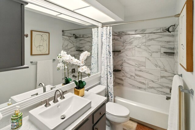 12707 Palfrey Dr, Austin, TX 78727 - full bath with vanity, toilet, and shower / bathtub combination with curtain