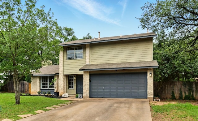 12707 Palfrey Dr, Austin, TX 78727 - traditional home featuring a garage, concrete driveway, roof with shingles, and brick siding