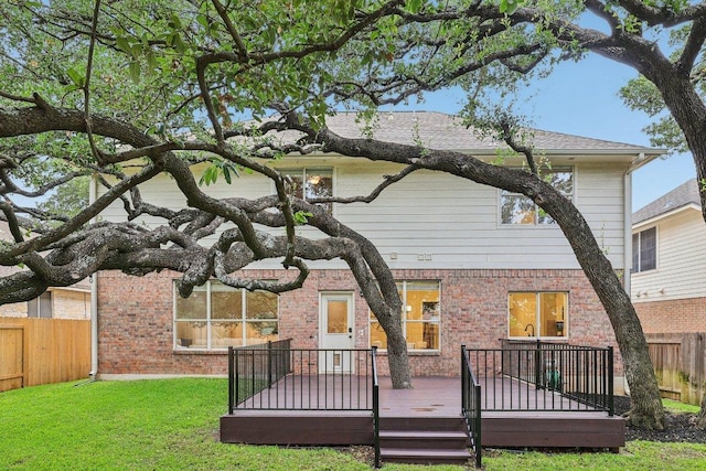 10113 Cassandra Dr, Austin, TX 78717 - back of house with a wooden deck and brick siding