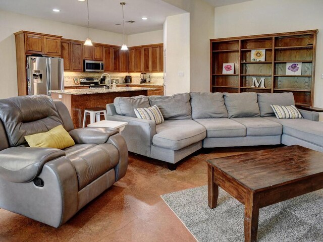 247 Campfire Way, Smithville, TX 78957 - living room featuring recessed lighting