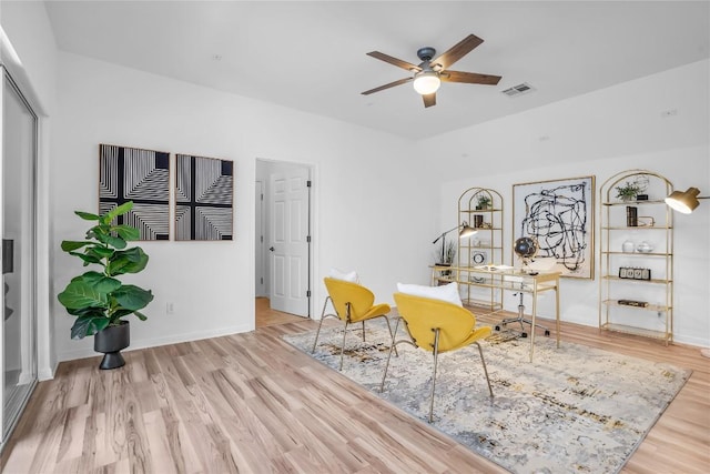 1055 Sunflower Trl, Austin, TX 78745 - office space with wood finished floors, ceiling fan, and vaulted ceiling
