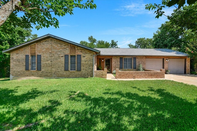 304 White Wing Way, Round Rock, TX 78664 - ranch-style home with brick siding, an attached garage, and a front lawn