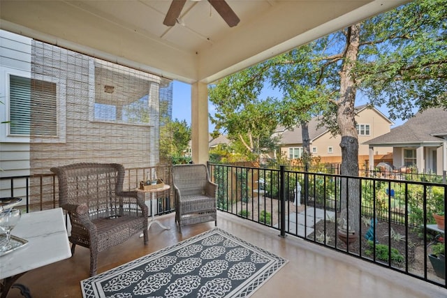 5820 Harper Park Dr Unit 66, Austin, TX 78735 - balcony featuring a ceiling fan and a residential view