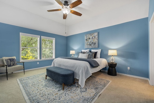 3808 Royal Troon Dr, Round Rock, TX 78664 - carpeted bedroom featuring baseboards, a ceiling fan, and vaulted ceiling