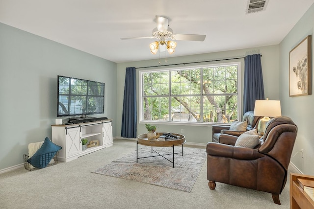 3808 Royal Troon Dr, Round Rock, TX 78664 - carpeted living area featuring ceiling fan and baseboards