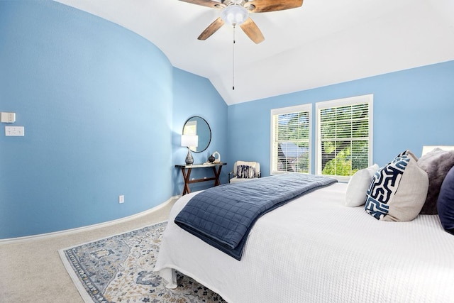 3808 Royal Troon Dr, Round Rock, TX 78664 - carpeted bedroom featuring lofted ceiling and ceiling fan