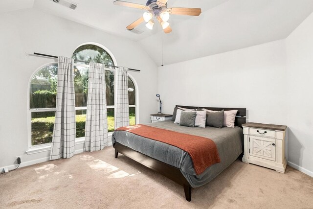 10609 Thoroughbred Dr, Austin, TX 78748 - bedroom with vaulted ceiling, light colored carpet, baseboards, and a ceiling fan