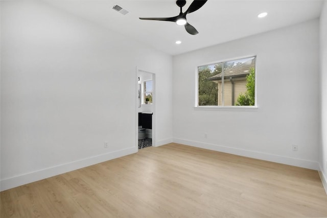 14904 Cordero Dr, Austin, TX 78717 - spare room with ceiling fan, light wood-style flooring, baseboards, and recessed lighting