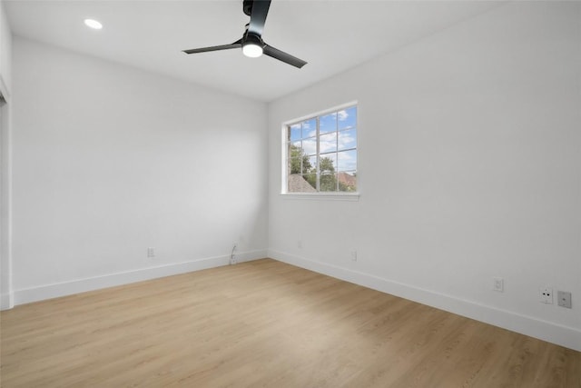 14904 Cordero Dr, Austin, TX 78717 - unfurnished room with baseboards, light wood-style flooring, ceiling fan, and recessed lighting
