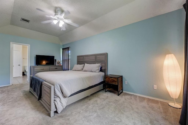 1600 Hatch Rd, Cedar Park, TX 78613 - bedroom with light colored carpet, vaulted ceiling, baseboards, and ceiling fan