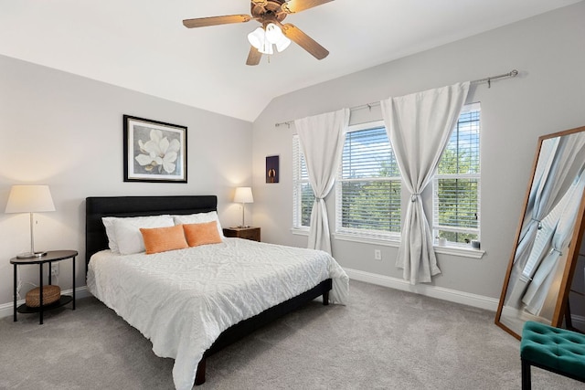 370 Ledge Stone Dr, Austin, TX 78737 - carpeted bedroom featuring vaulted ceiling and ceiling fan
