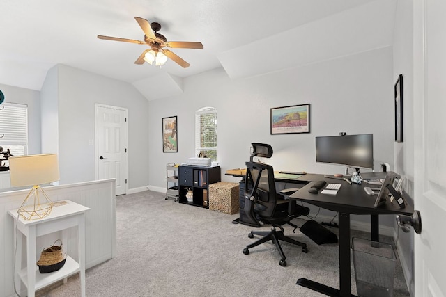 370 Ledge Stone Dr, Austin, TX 78737 - carpeted office with a ceiling fan and vaulted ceiling