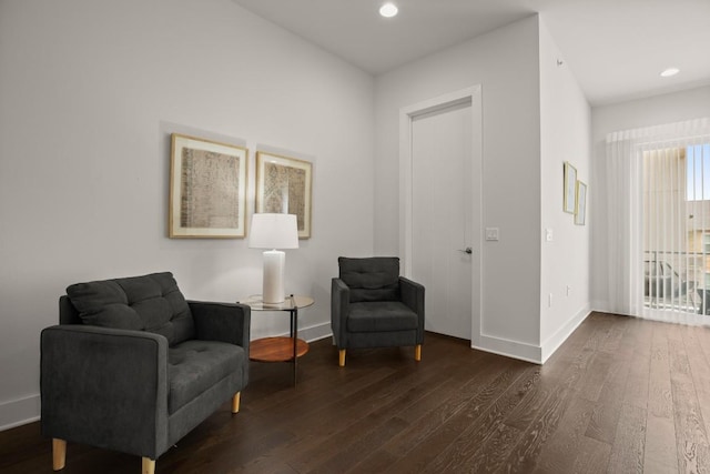 2116 Philomena St, Austin, TX 78723 - living area with dark wood-style flooring, baseboards, and recessed lighting