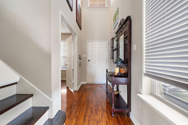 326 Comal Run, Hutto, TX 78634 - entrance foyer featuring wood finished floors and a high ceiling