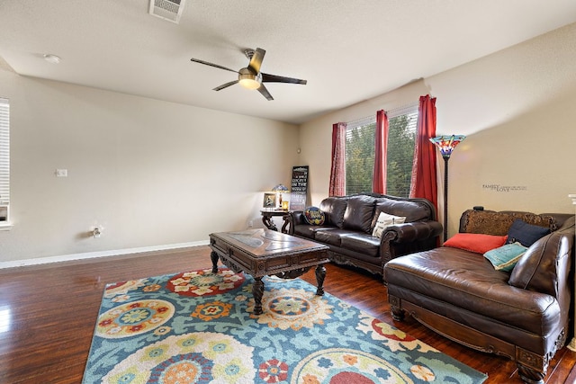 326 Comal Run, Hutto, TX 78634 - living room featuring wood finished floors and ceiling fan