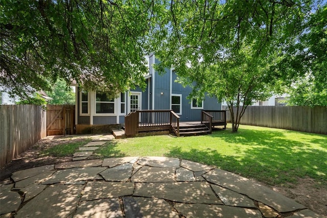 5902 Shreveport Dr, Austin, TX 78727 - back of property featuring a patio area, a wooden deck, and a gate