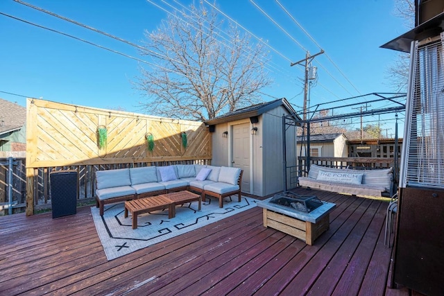 3310 Monument Dr, Round Rock, TX 78681 - deck featuring an outdoor living space with a fire pit and a fenced backyard