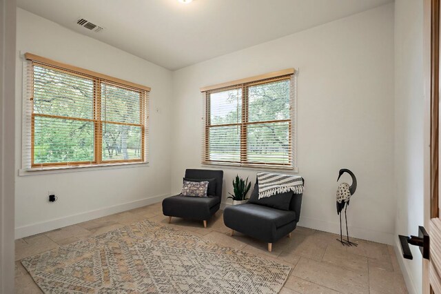 2819 Cross Rd, San Marcos, TX 78666 - sitting room featuring plenty of natural light, baseboards, and stone tile floors