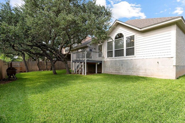 3712 Cerulean Way, Round Rock, TX 78681 - rear view of house with stairs, a fenced backyard, and a deck