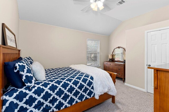 3712 Cerulean Way, Round Rock, TX 78681 - carpeted bedroom with vaulted ceiling and ceiling fan