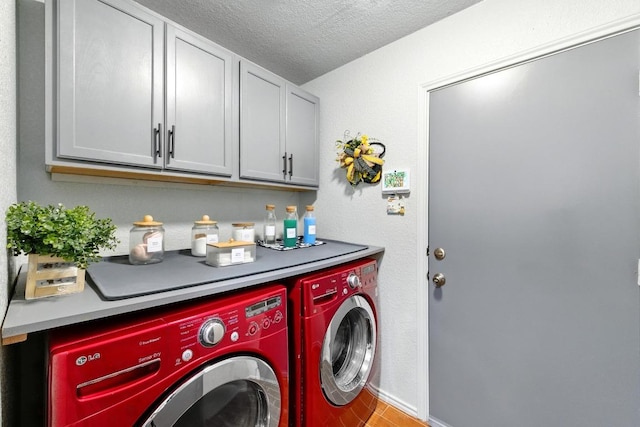 5504 Alomar Cv, Del Valle, TX 78617 - laundry room with separate washer and dryer, cabinet space, and a textured ceiling