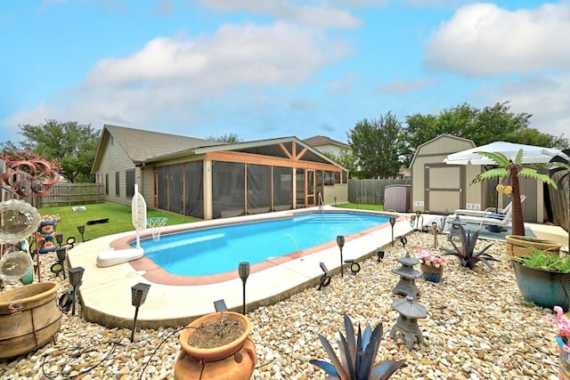 5504 Alomar Cv, Del Valle, TX 78617 - view of swimming pool with a sunroom