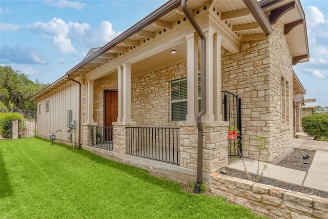 204 Hopping Peach St, San Marcos, TX 78666 - view of side of property with stone siding and covered porch