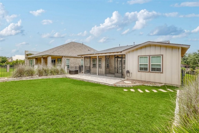 204 Hopping Peach St, San Marcos, TX 78666 - back of house with board and batten siding and a patio