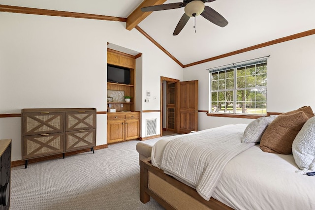 3 Hillview Dr, Round Rock, TX 78664 - bedroom featuring carpet flooring, ornamental molding, and ceiling fan