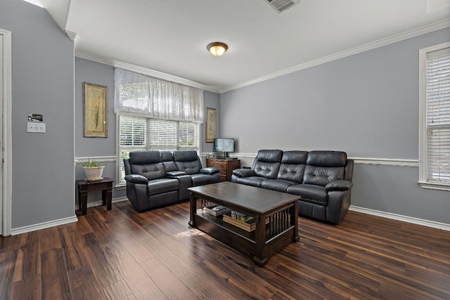 123 Justin Leonard Dr, Round Rock, TX 78664 - living area featuring crown molding, wood finished floors, and baseboards