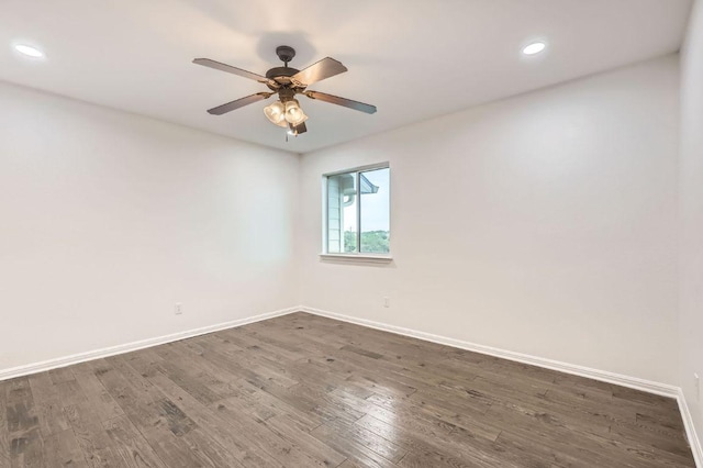 4508 Three Arrows Ct, Cedar Park, TX 78613 - spare room with baseboards, recessed lighting, dark wood-style flooring, and a ceiling fan